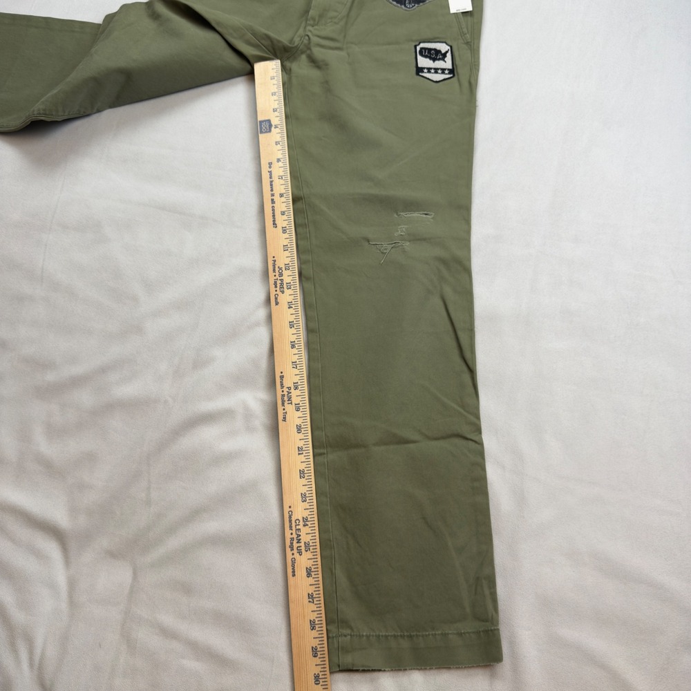 GAP Mens Slim Fit Military Patches Chino Pants 30x30 Olive Green‎ NWT - Picture 4 of 10